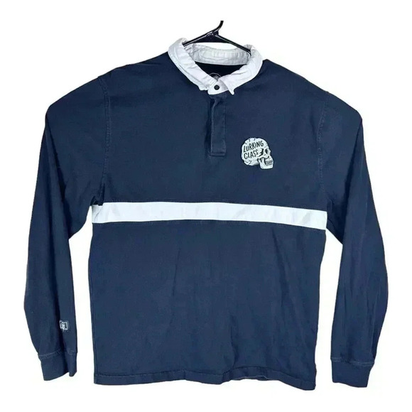 Lurking Class Other - LURKING CLASS Polo Shirt Mens L Black Long Sleeve Rugby Embroidered